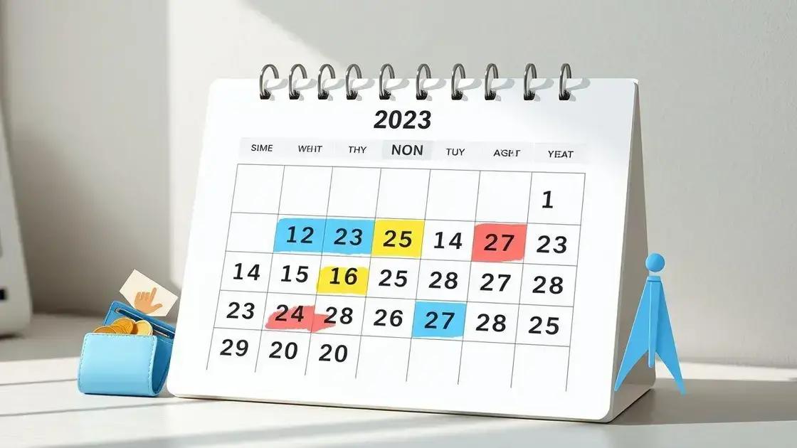 Principais datas do calendário de 2023